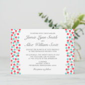 Aqua and Coral Polka Dot Wedding Einladung (Stehend Vorderseite)