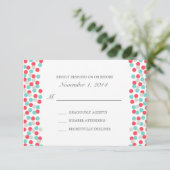 Aqua and Coral Polka Dot Wedding Response Card RSVP Karte (Stehend Vorderseite)
