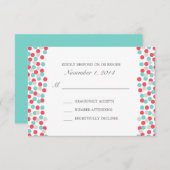 Aqua and Coral Polka Dot Wedding Response Card RSVP Karte (Vorne/Hinten)