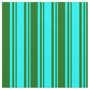 Aqua and Dark Green Lines Pattern Stoff