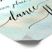 Aqua and Gold Beach Platzkarte Tanzfläche Zeichen Poster (Ecke)