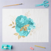 Aqua and Gold Floral Design 8 Seidenpapier (Basteln)