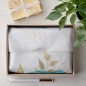 Aqua and Gold Floral Design 9 Seidenpapier (Geschenk)