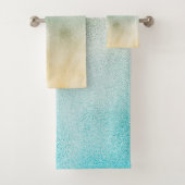 Aqua and Gold Ombre Foil Badhandtuch Set (Insitu)