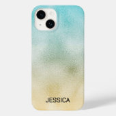 Aqua and Gold Ombre Foil Case-Mate iPhone Hülle (Rückseite)