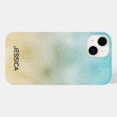 Aqua and Gold Ombre Foil Case-Mate iPhone Hülle (Rückseite (Horizontal))