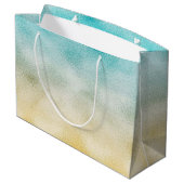 Aqua and Gold Ombre Foil Große Geschenktüte (Rückseite Schrägansicht)