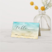 Aqua and Gold Ombre Foil Platzkarte (Vorderseite)