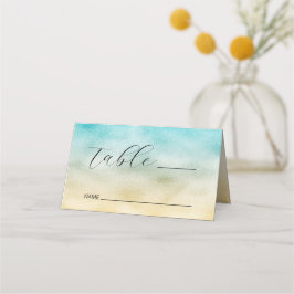Aqua and Gold Ombre Foil Platzkarte