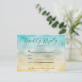 Aqua and Gold Ombre Foil RSVP Karte (Stehend Vorderseite)