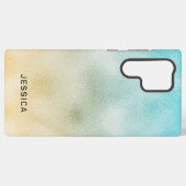 Aqua and Gold Ombre Foil Samsung Galaxy Hülle (Rückseite (Horizontal))