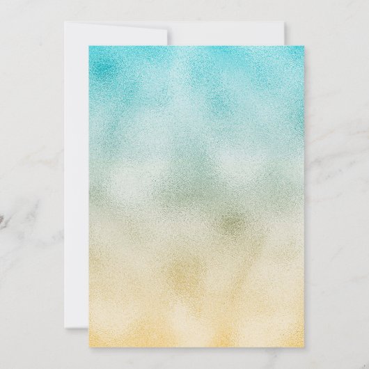 Aqua and Gold Ombre Foil Save The Date (Rückseite)