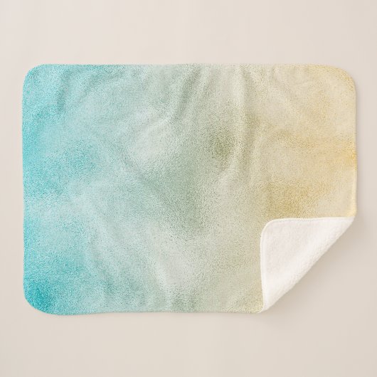 Aqua and Gold Ombre Foil Sherpadecke (Vorderseite (Horizontal))