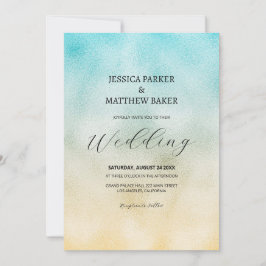 Aqua and Gold Ombre Foil Wedding Einladung