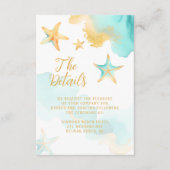 Aqua and Gold Water color Beachy Starfish Wedding Begleitkarte (Vorderseite)