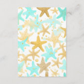 Aqua and Gold Water color Beachy Starfish Wedding Begleitkarte (Rückseite)