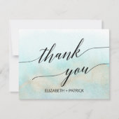 Aqua and Gold Watercolor Beach Danke Karte (Vorderseite)