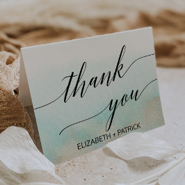 Aqua and Gold Watercolor Beach Danke Karte