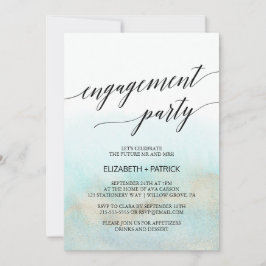 Aqua and Gold Watercolor Beach Engagement Party Einladung