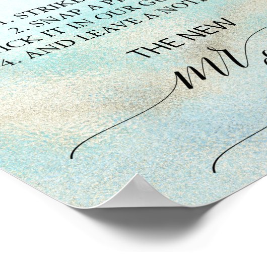 Aqua and Gold Watercolor Beach Foto Gästebuch (Ecke)