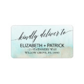 Aqua and Gold Watercolor Beach Hochzeit Adressaufkleber (Vorne)