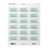 Aqua and Gold Watercolor Beach Hochzeit Adressaufkleber (Vorne)