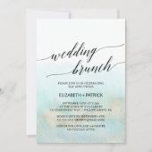 Aqua and Gold Watercolor Beach Hochzeitsfeier Einladung (Vorderseite)