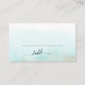 Aqua and Gold Watercolor Flat Wedding Platzkarte (Vorderseite)