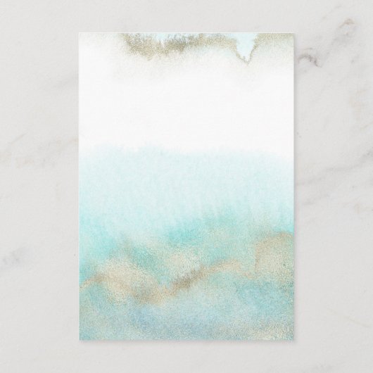 Aqua and Gold Wedding Weekend Veranstaltungskalend Begleitkarte (Rückseite)