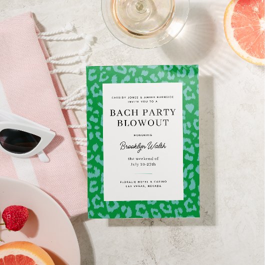 Aqua and Green Animal Print Bachelorette Party Einladung
