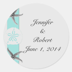 Aqua and Grey Band Starfish Umschlag Aufkleber