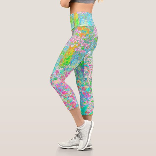 Aqua and Hot Pink Sunrise in My Rubio Garden Capri Leggings (Links)