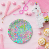 Aqua and Hot Pink Sunrise in My Rubio Garden Pappteller (Party)