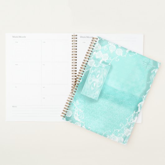 Aqua and Lace Junk Journal Style Planer (Anzeige)