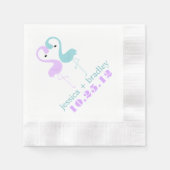Aqua and Lavender Flamingos Beach Wedding Serviette (Vorderseite)