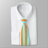 Aqua and Light Orange Stripes Summer Look Krawatte (Gebunden)