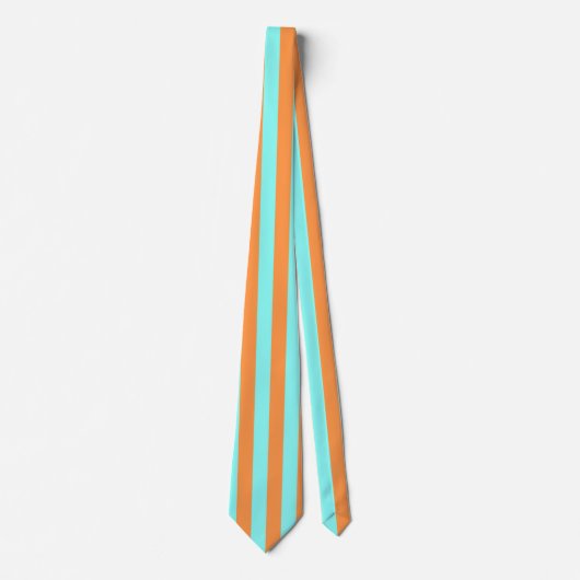 Aqua and Light Orange Stripes Summer Look Krawatte (Vorderseite)