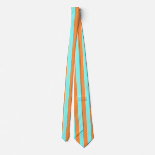 Aqua and Light Orange Stripes Summer Look Krawatte (Rückseite)