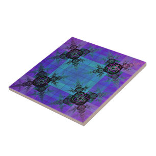 Aqua and Lilac Fraktal Joy Decorative Tile Fliese