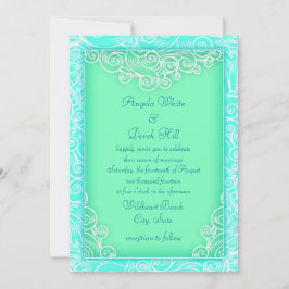 Aqua and Mint Waves Green Beach Hochzeit Einladung