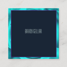 Aqua and Navy Business Card Quadratische Visitenkarte