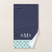 Aqua and Navy Trellis Monogram Badhandtuch Set (Handtuch)