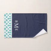 Aqua and Navy Trellis Monogram Badhandtuch Set (Handtuch)