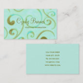 Aqua and Olive Green Wirbel Business Card Visitenkarte (Vorne/Hinten)