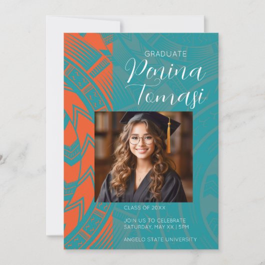 Aqua and Orange Einladung (Vorderseite)