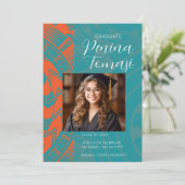 Aqua and Orange Einladung (Stehend Vorderseite)