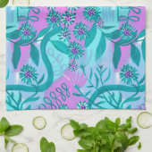 Aqua and Pink Whimsical Magic Garden Geschirrtuch (Gefaltet)