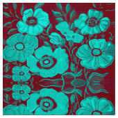 Aqua and Red Fall Fabric Stoff (Nahaufnahme)