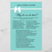 Aqua and Ribbon Brautparty Game PRINIERT (Vorderseite)