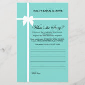 Aqua and Ribbon Brautparty Game PRINIERT (Vorderseite)